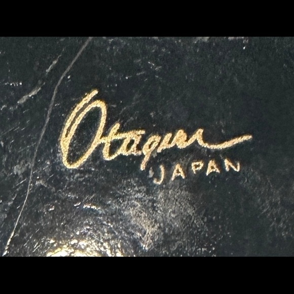 Vintage set of 4 OTAGIRI Japan lacquerware coasters and case Gold Sea Shells - Picture 4 of 5